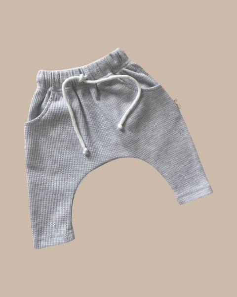 Baby and kids waffle harem pants in grey 