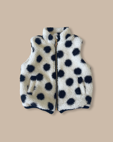 Bobby G baby/toddler/kids teddy cotton Winter vest. White and black colour-way featuring a gold zip and front pockets. . 